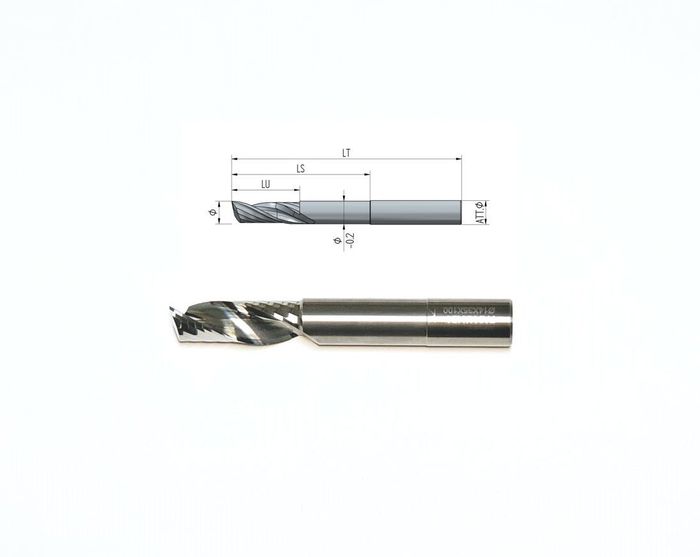 Solid carbide milling cutter Z1 Ø14 LT100 LU35 LS75, Shaft Ø14